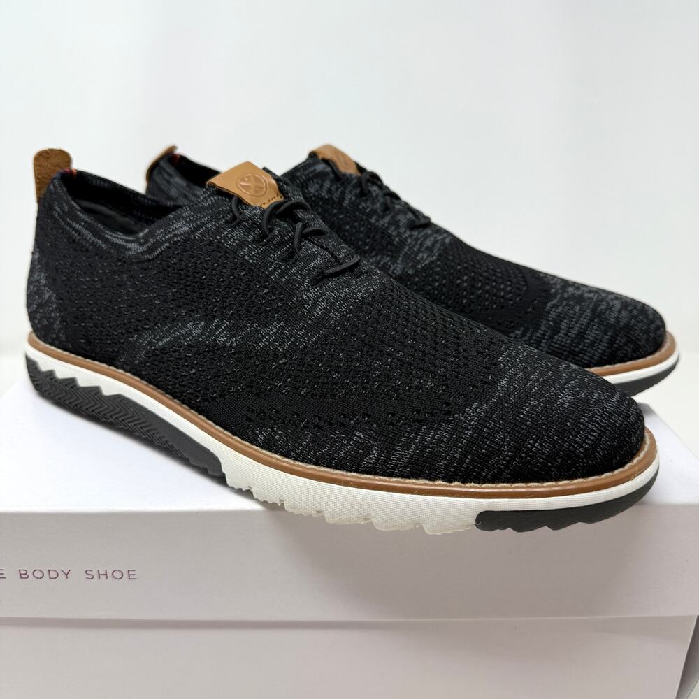 Hush Puppies Men's Expert Wingtip Knit Oxford Shoes Black Multi Size 8 Wide New